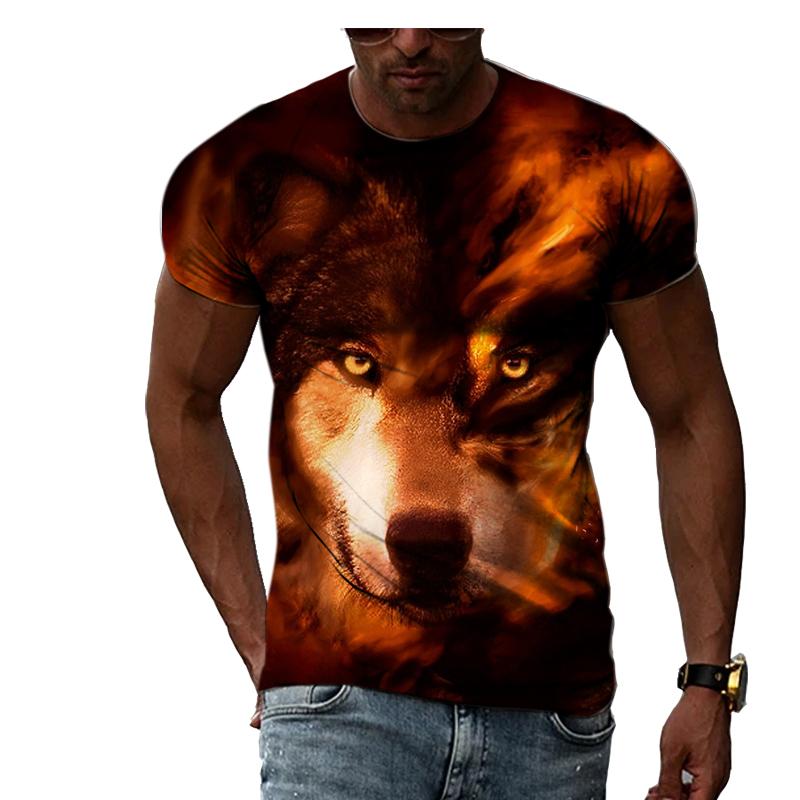 Fashion Hip Hop 3D Animal Wolf Men T-shirt Summer Trendly Casual Personality Printed Graphic T Shirts O-neck Short Sleeve Tees