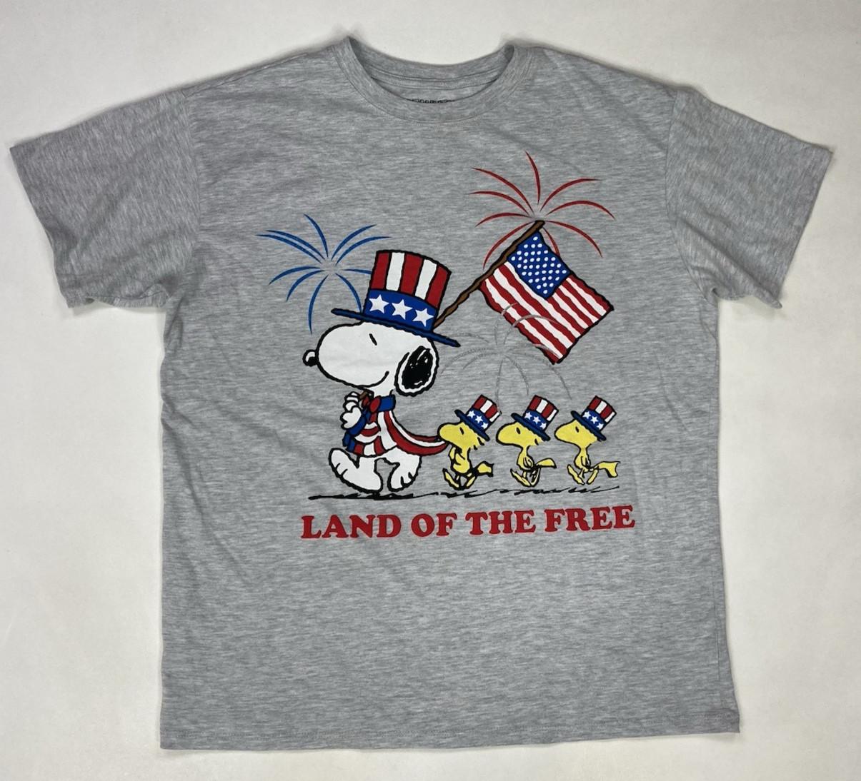 Peanuts Snoopy Land Of The Free Graphic T-shirt Men Large Gray S