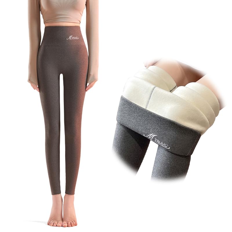 

[FEISEDY] Was it warm pants Fleece-lined pants ladies high waist leggings bottom of pants thermal inner for winter long spats warm cold weather