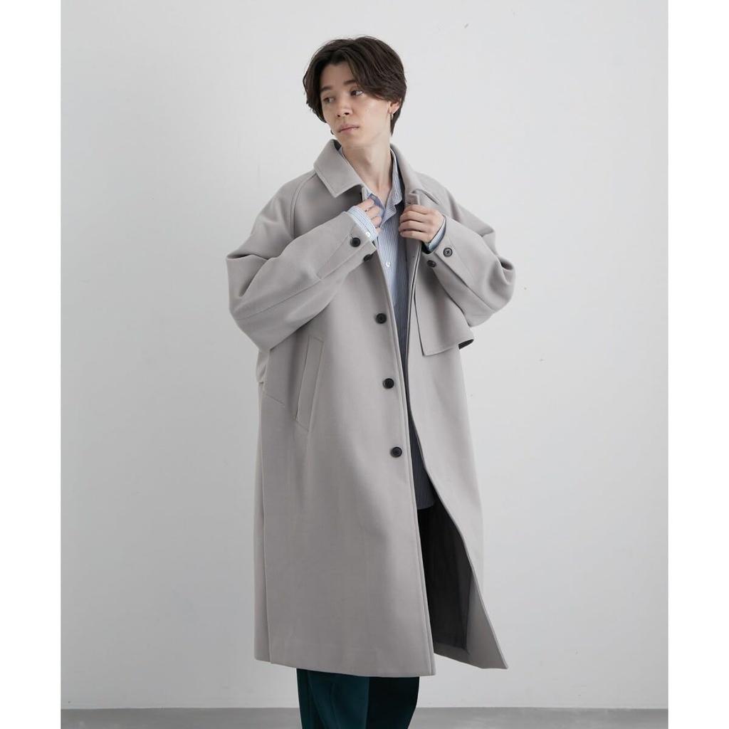 Junred Woolly Knit Cape Trench Light Size S Men's Coat, ANO82050, Gray,