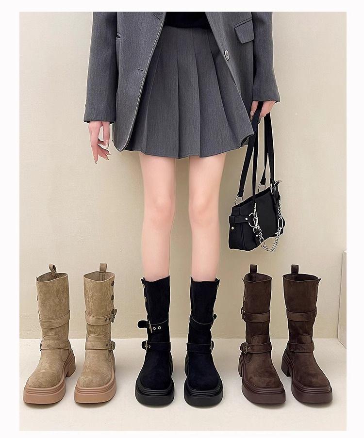 Two-way Khaki Thick-Soled Mid-Calf Vintage Martin Boots 2025 - Height-Increasing, Fashionable, Slimming Short Boots.