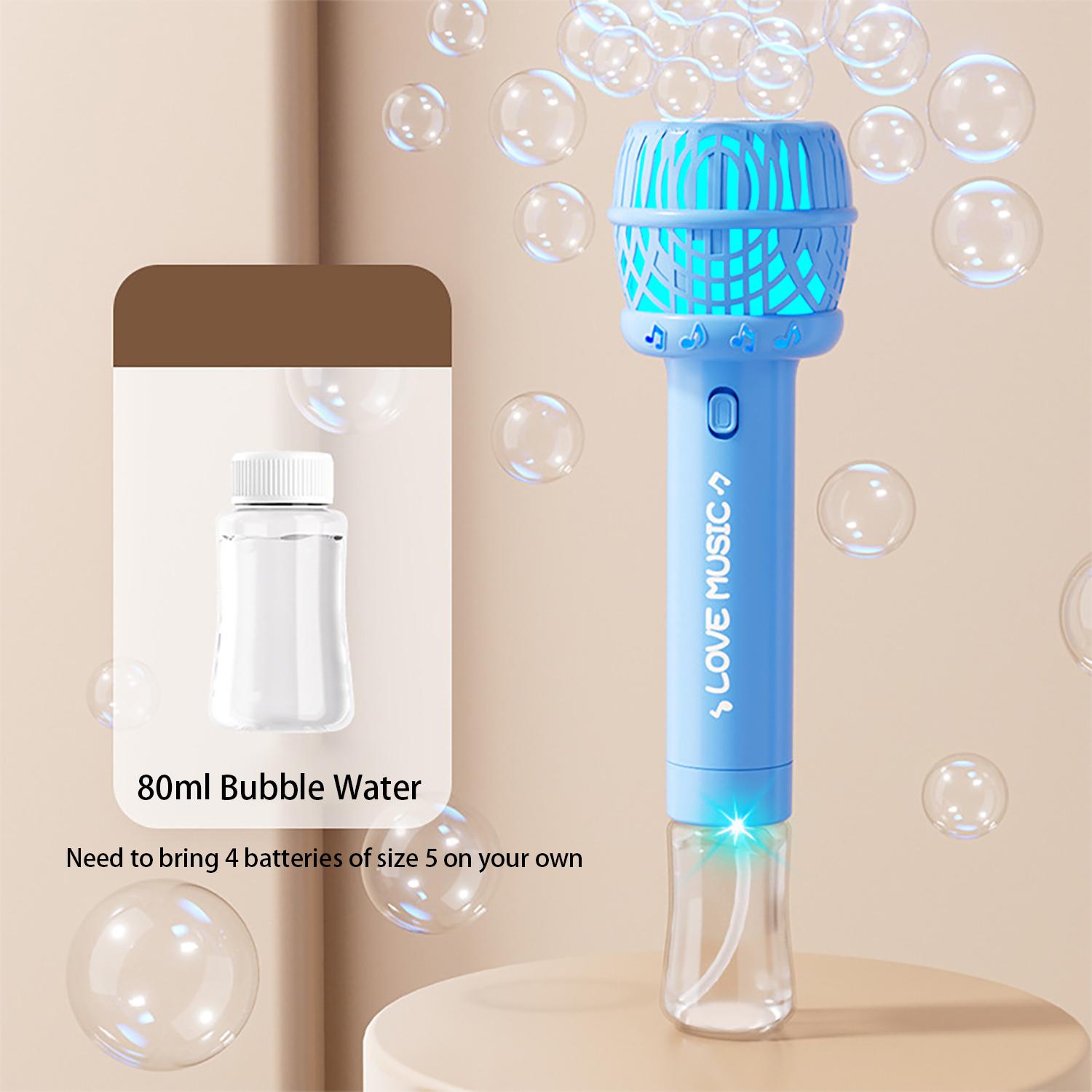 Microphone Bubble Stick Fully Automatic Electric Bubble Blowing Machine, Comes With Battery, Outdoor Bubble Blowing Toy