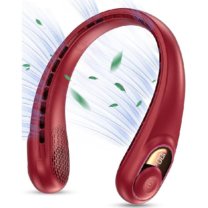 KIDEE Neck Fan, Portable Bladeless Neck Fans, Upgrade 360° Airflow, Super Quiet, 3 Speeds, 4000mAh Personal Wearable Neck Fan, Upgraded Cooling Air
