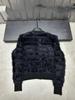 Xiangjia Mink Fur Color Block Striped Cardigan Sweater - Autumn/Winter, Round Neck, Long Sleeve, Loose Fit.