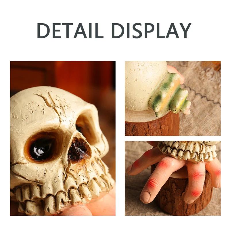 Resin 3D Skull Sculpture Ornament - Hand-Painted Realistic Halloween Decor, Perfect for Home/Office Parties & Table Decor