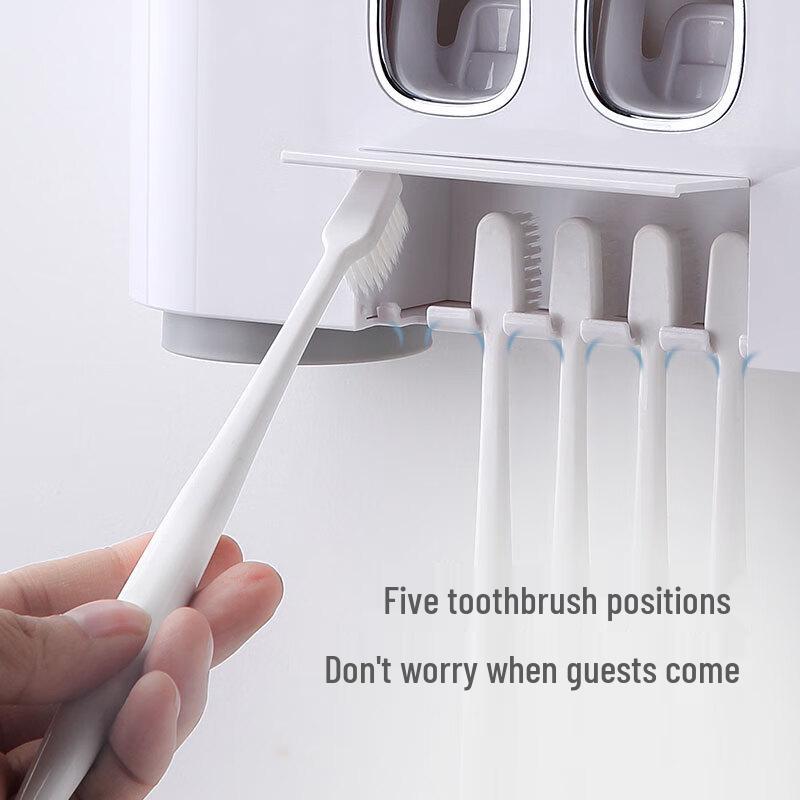 Wall-Mounted Punch-Free Toothbrush Holder with Cups