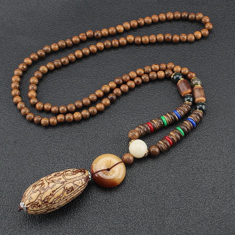 Originální etnický retro dlouhý řetízek na svetr, Nepálské vintage doplňky, Tibetský styl, Literární a univerzální náhrdelník pro muže a ženy