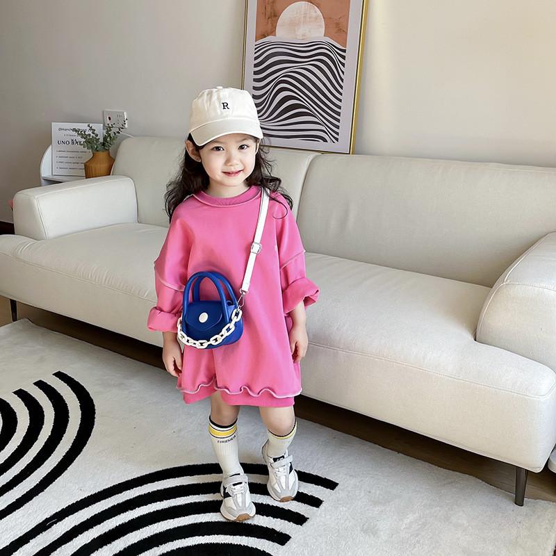 Stylish Korean Mini Shoulder Bag For Kids With Trendy Color Block Design And Breathable Features