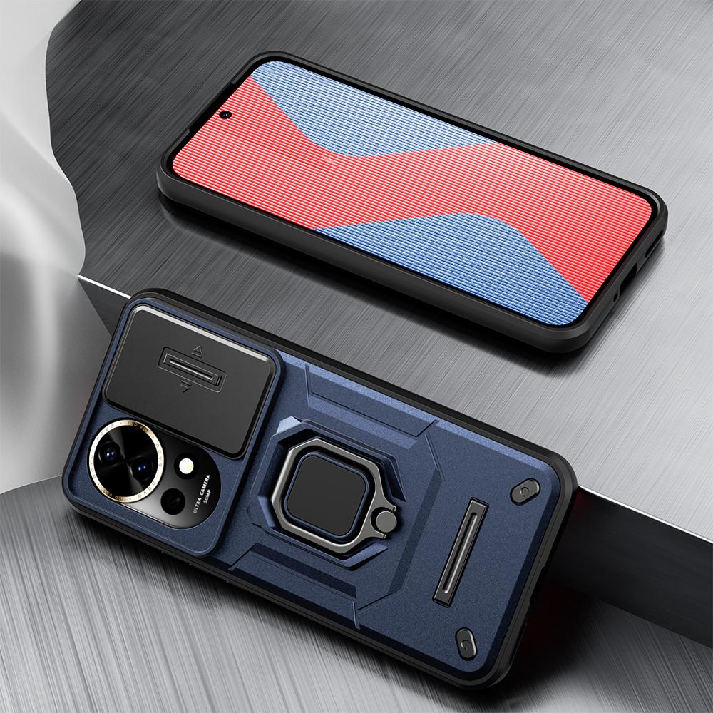 KEYSION Shockproof Case for Huawei Nova 13 Pro Slide Camera Lens Protection Ring Stand Phone Back Cover for Huawei Nova13 13 Pro