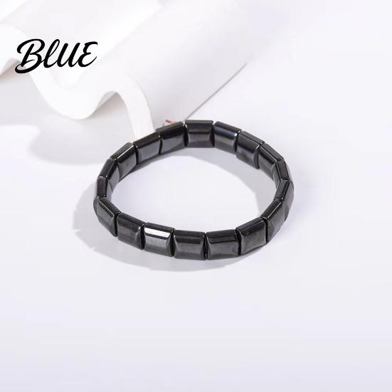 Bracciale Comfort da Uomo Regolabile Banda Nera di Pietra Gallica Superficie Liscia