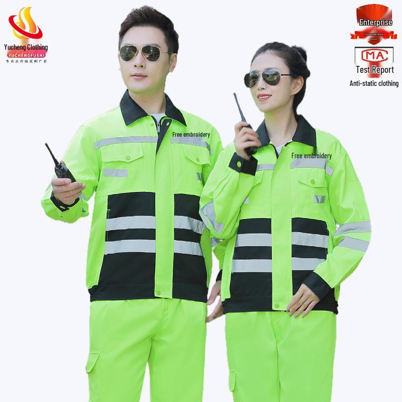 Men's Anti-Static High-Visibility Workwear Set for Construction, Road Administration, Rescue, and Landscaping