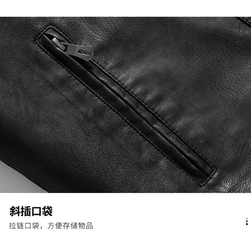 Plus Size Men S Pu Leather Jacket Fall Fashion Lapel Zip Coat
