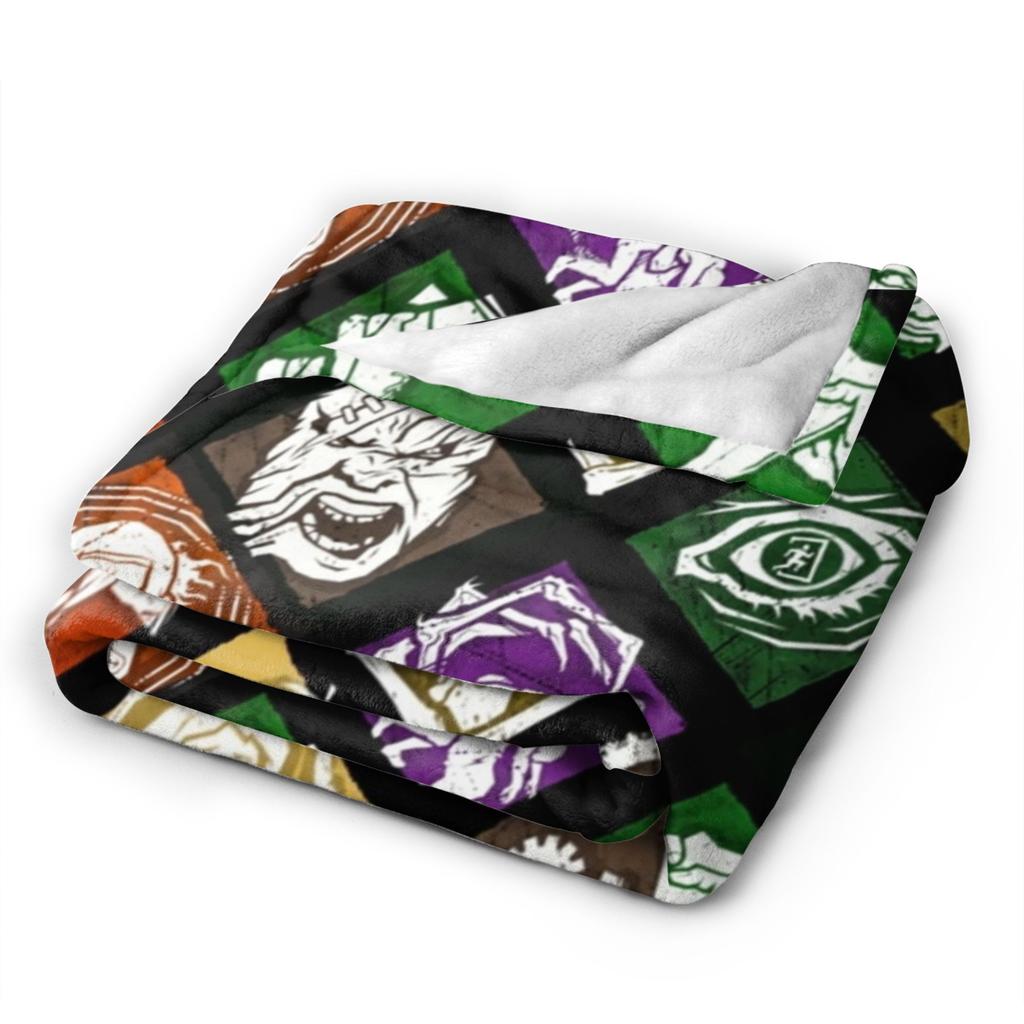 DBD Perks Deads by Daylights Horror Survival Videospiele Flanelldecken Vintage Überwurfdecke für Zuhause 125*100cm Teppichstück,