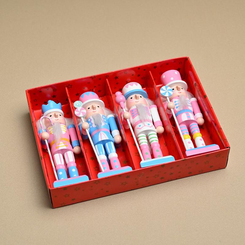Macaron Candy Series Nutcracker Puppet Soldier 12CM Christmas Tree Pendant 1/4Pcs Holiday Home Decoration Candy Themed Party