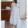Girls' Fashionable Casual White Dress Summer Children's Elegant Tiered Dress
