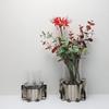 Geometric Curved Metal Vase, Desktop Decorative Ornament, Modern Stainless Steel Flower Arrangement, Room Aesthetic Decoration