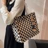 High-value Bag Large Capacity Chess Board Plaid Canvas Shoulder Bag Fashion Commuting Bag Student Class Handbag