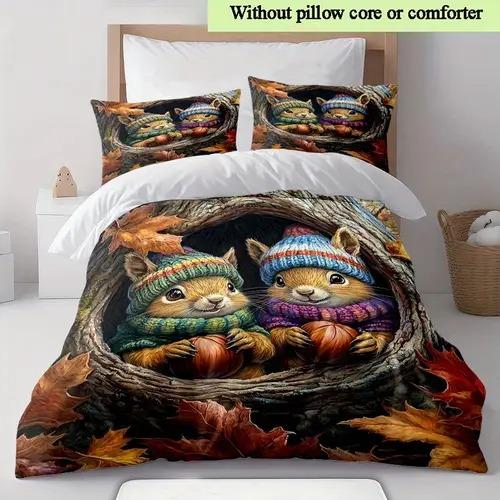 Comforter Squirrel With Squirrel Pattern Suitable For Children Kids And Adults Soft Comfortable And Breathable