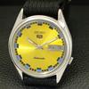 AUTOMATIC VINTAGE SEIKO 5 JAPAN 7009A MENS GOLDEN COLOR DIAL WATCH A701298-5 R206a-a701298