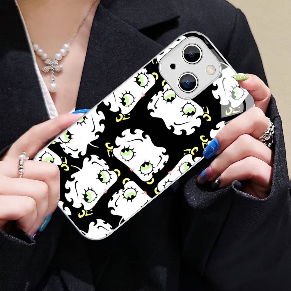 Animation B-Betty Boop Tempered Glass For Iphone 14 13 12 11 Pro Mini XS MAX 14Plus X XS XR Cover