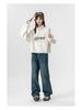 European Style Stand Collar High Waist Sweatshirt for Women - Plus Size, Slimming, Loose Fit, Short Top for Spring & Autumn 2025