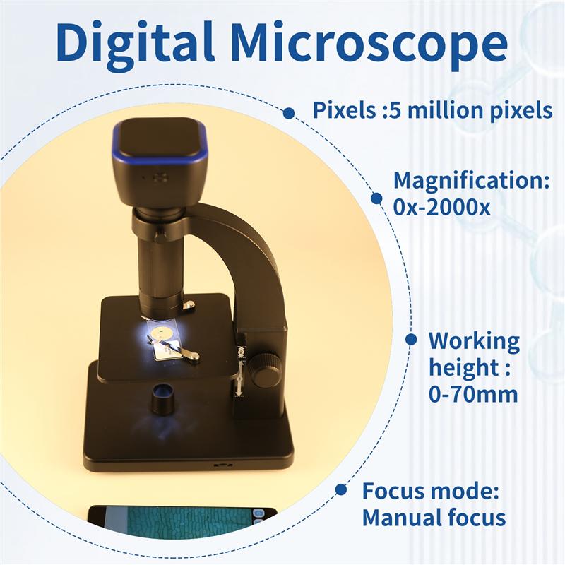 A96I-2000X Biologisches Digitalmikroskop Wifi USB-Mikroskop Mit Digitaler & Mikrobieller Linse Mit 11 Einstellbaren LEDs