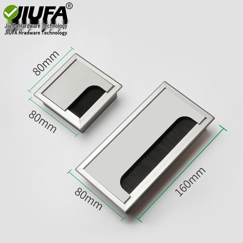 Aluminum Alloy Cable Entry Box with Brush Strip - Desktop Wire Management Cover
