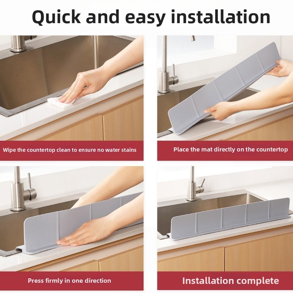 Anti-splash Silicone Sink Barrier with Large Suction Cup Sink Flap  Washbasin Sink