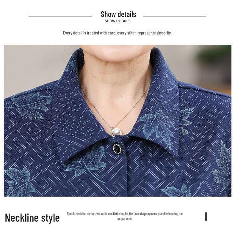Spring & Autumn Long-Sleeve Cardigan: Fashionable Casual Shirt Jacket for Middle-Aged & Elderly Women