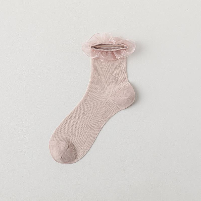 

5pair Spring Socks Women S Solid Color Cotton Socks Japanese Style Heel Cloth Label Long Stack Socks Women S Socks One size fits all розовый