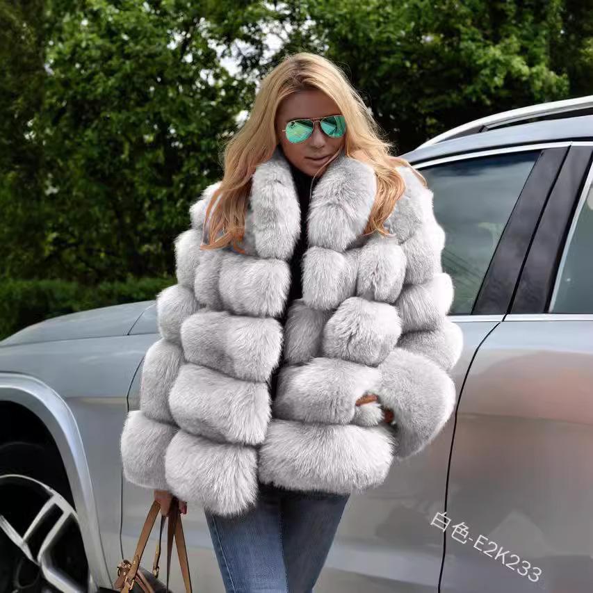 European and American Winter Loose-Fit Rabbit Fur Jacket Coat