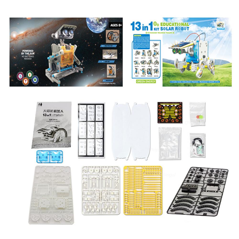 Kit Robot Solare 13-in-1 Assemblaggio Fai-da-te Kit Esperimenti Scientifici Giocattoli Educativi STEM per Bambini Età 8+ Set Robotico Alimentato a Energia Solare
