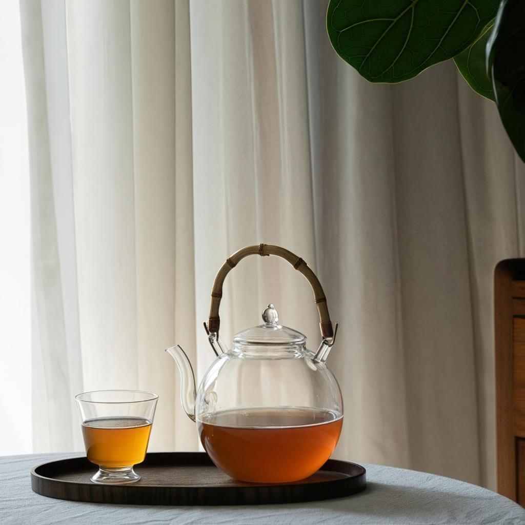 OULOVECO Handmade Heat-Resistant Glass Teapot with Tea Filter, Jumping Red Teapot, Perfect for Fruit Tea, Camellia Tea, Craft Tea, and Half-Tea,