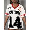 Womens V-Neck Short Sleeve T-Shirt With 3D Digital Print Loose Fit Casual Chic Top 2025