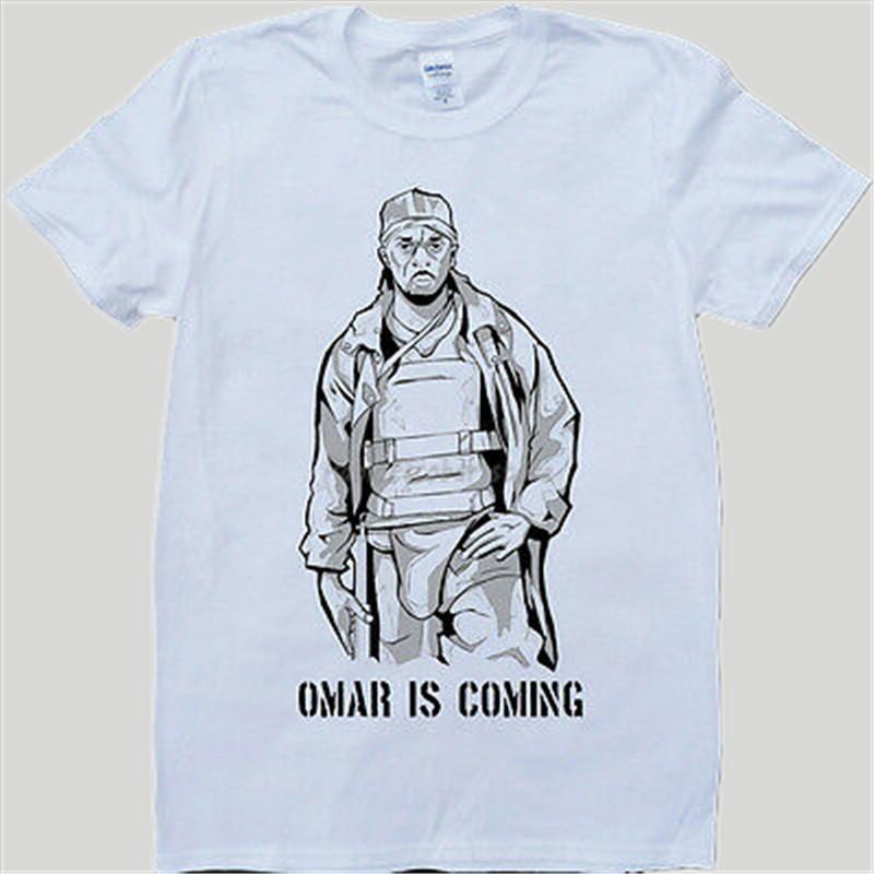 summer Unisex cotton tshirt The Wire Omar Is Coming White Custom Made TShirt Unisex brand tshirt male top tees S