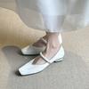 Sheepskin Version Silver Inner Height Increasing Shoes Square Head Single Shoes Women's Stunning Ballet Shoes Thick High Heel Mary Jane Shoes