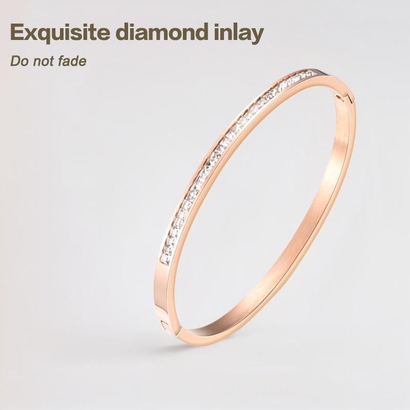 Fashion Diamond-Encrusted Straight Buckle Bracelet - Sparkling Crystal Bangle For Women Party Daily Jewelry