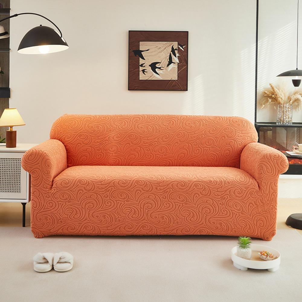 Thick Elastic Sofa Cover Full Wrap Embossed Fleece Dustproof Slip Resistant All Season Universal