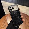 Luxury Aurora Crocodile Pattern Leather Phone Case For iPhone 17 Air 16 15 14 13 12 11 Pro Max Plus Plating Gradient Laser  Shockproof Protect Cover