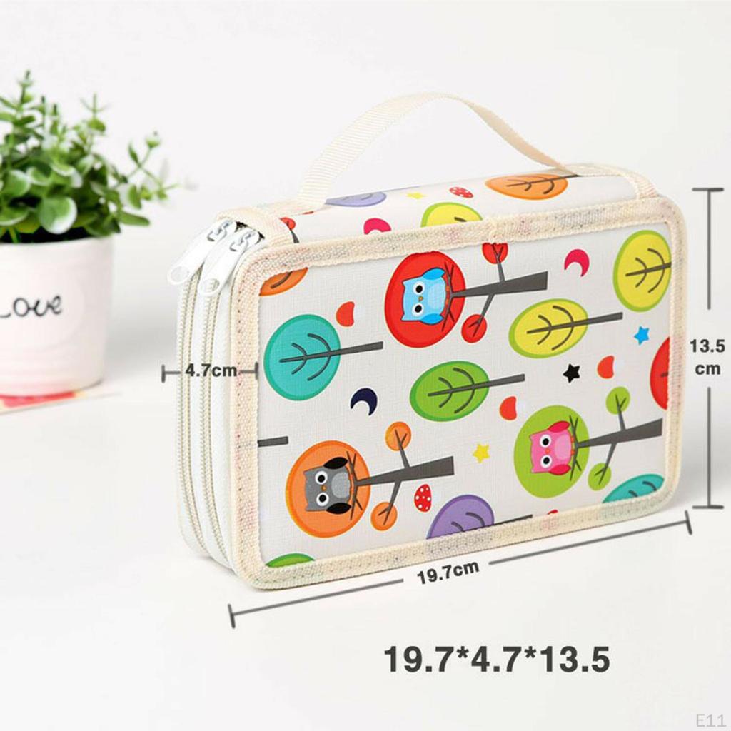 72 Slots 2 Layer Pencil Bag Stationery Makeup 7.87x4.92x3.15inch with Zipper Daily Use Big