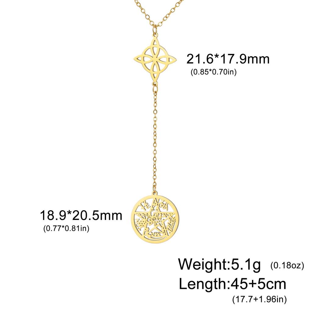 Wicca Tetragrammaton Pentacle Necklace Stainless Steel Sacred Witch Knot Pendant Chain Solomon Seal Amulet Jewelry Gifts
