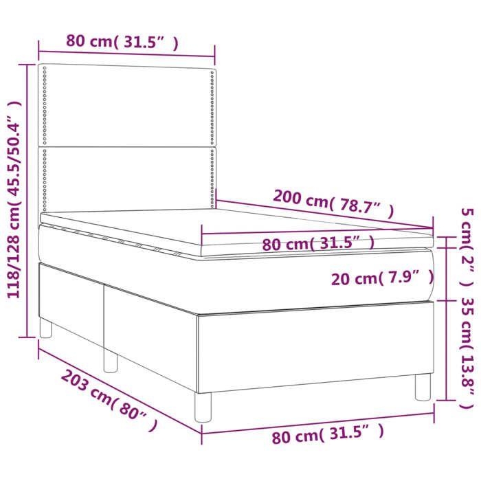 VidaXL Slat Bed Base with LED Mattress, Upholstered Bed, Single Bed, Adult Bedroom Interior Bed, 3136034