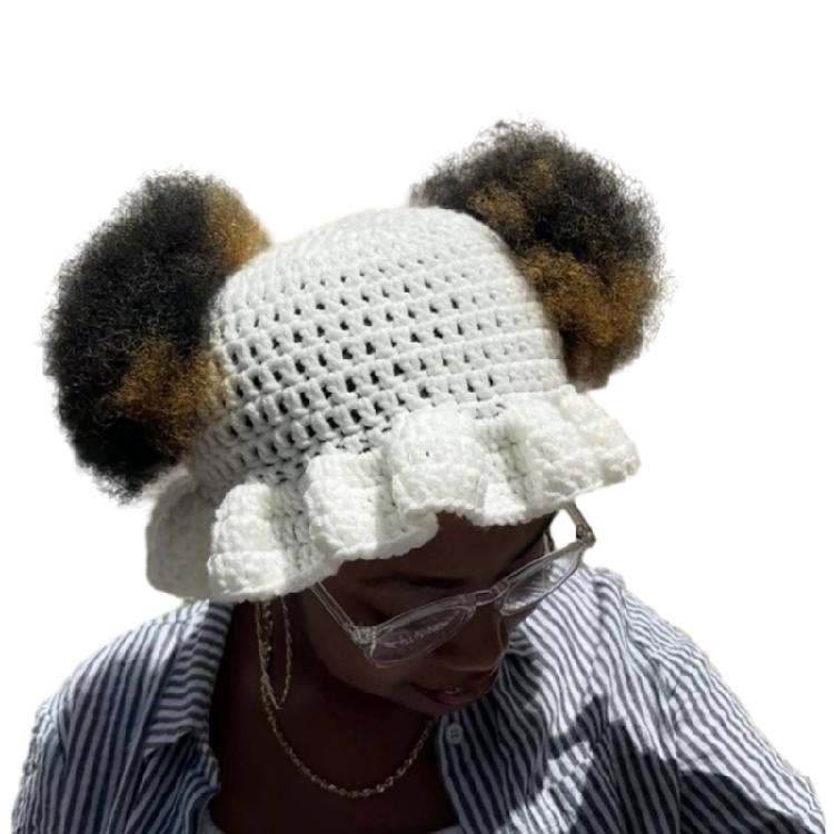 Woman Crochet Bucket Hat Ladies Outdoor Sports Fisherman Hat for Teen Breathable