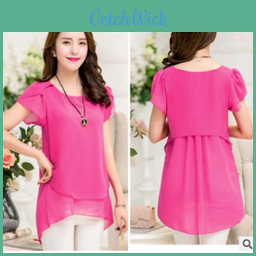 New Fashion Women's Loose Casual Chiffon Summer Short Sleeve T-shirt Blouse Elegant And Breezy