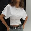 Fashion Short Sleeved Slim Fit Waist Blouse Women Plus Size Summer Tshirt Loose Elegant Short Tops O-neck New Solid Casual Shirt Y2K Street Clothes