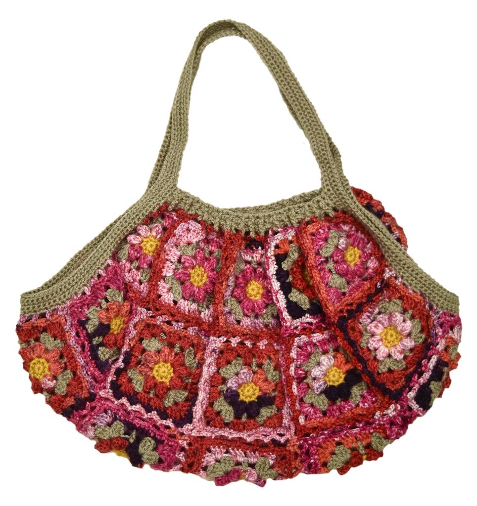 NASKA Hand Knitting Kit Motif Connecting Bag WK-7 Col.B Red