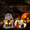 2Pcs Wooden Ghostly Pumpkin Night Light Halloween Wood LED Lamp Desk Decoration For Mantels  Tabletop Holiday Decoration