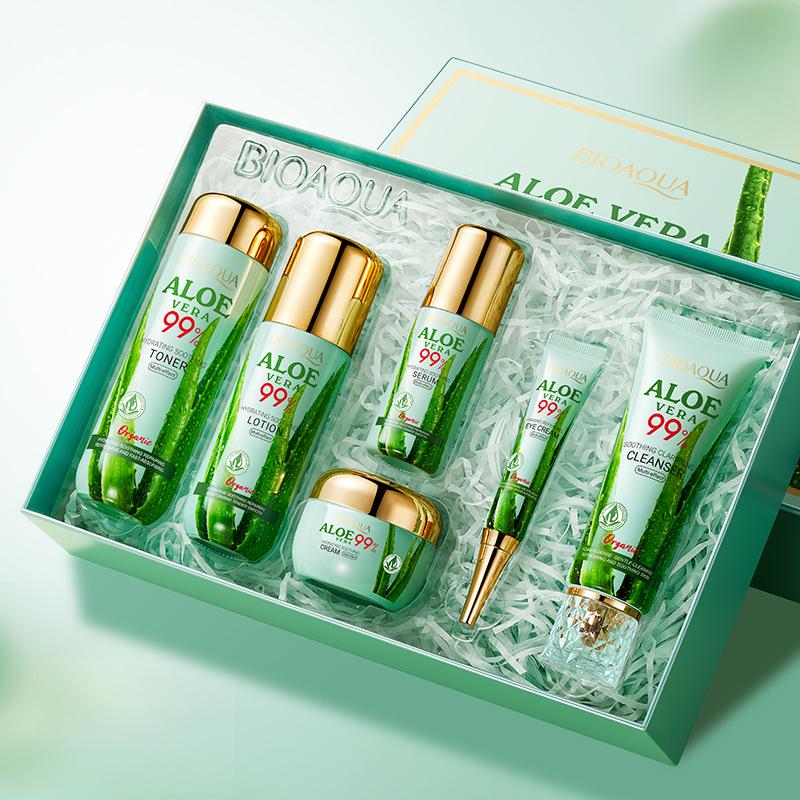 Aloe Vera Beauty Soothing Moisturizing Luxury 6-częściowy zestaw do pielęgnacji skóry rozjaśniającej i usuwającej zmarszczki, przeciwstarzeniowej i lekkiej pielęgnacji skóry