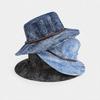 Unisex rybářská čepice Extra široký okraj Nastavitelný střih Turistický klobouk Bucket Větruodolná přezka Vypraný denim Venkovní cestování Ochrana proti UV