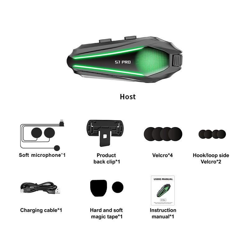 S7 Bluetooth Helmet Headset: High-Quality Sound, Waterproof, Freeze-Proof, Noise-Cancelling, Ideal for Team Riding.